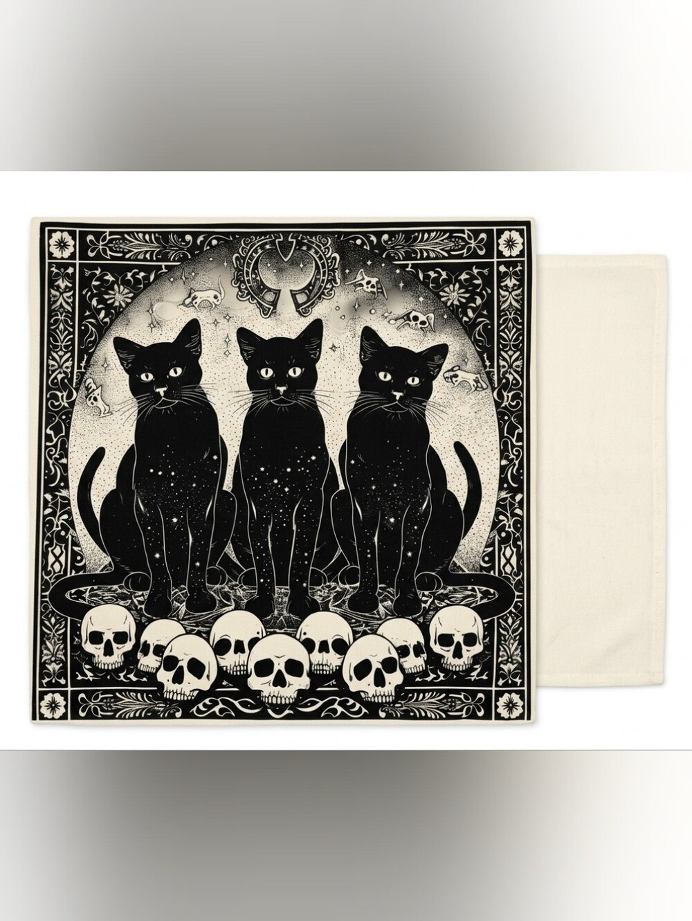 Ink & Shadow Mystic Black Cats Gothic Pillow Cover 17x17